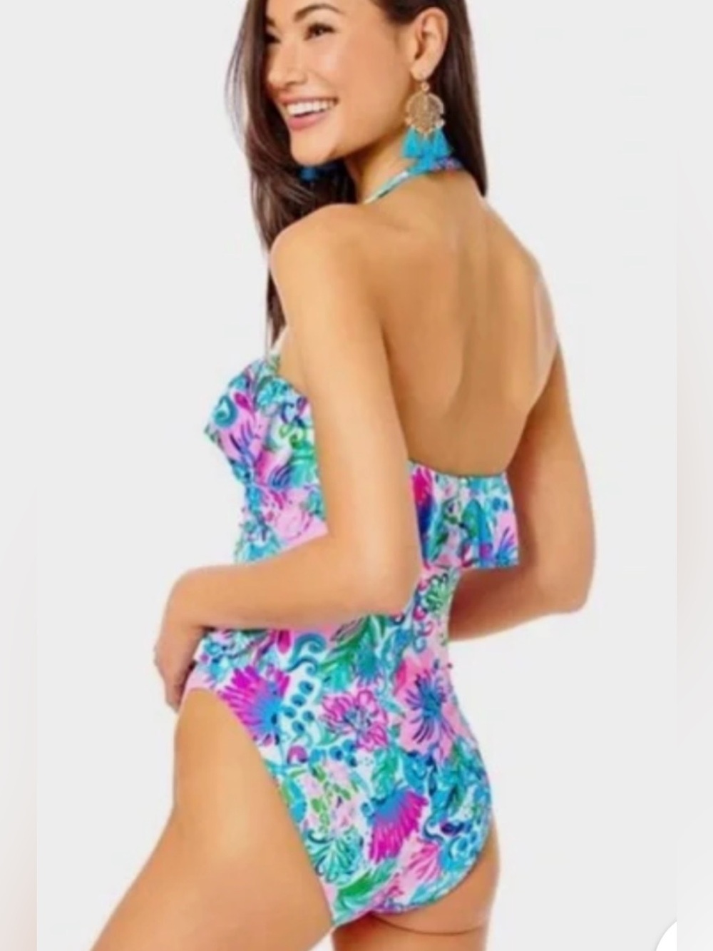 Lilly Pulitzer Rubyann One Piece Swimsuit in Mandevilla Baby Paradise Petals 12 - Picture 3 of 10